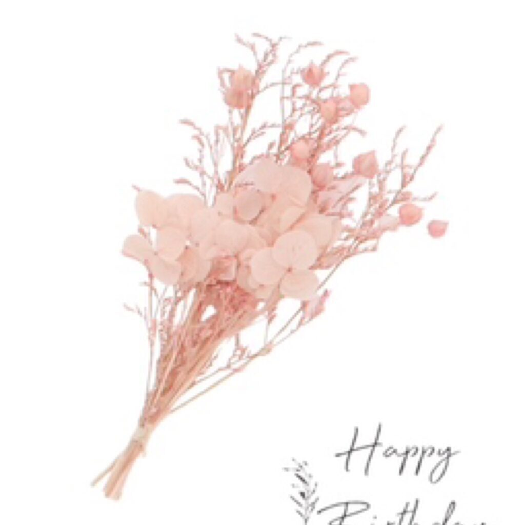 Dried Floral Happy Birthday Card Pink