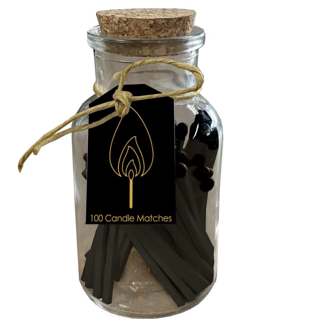 Black 100 Candle Matches Jar