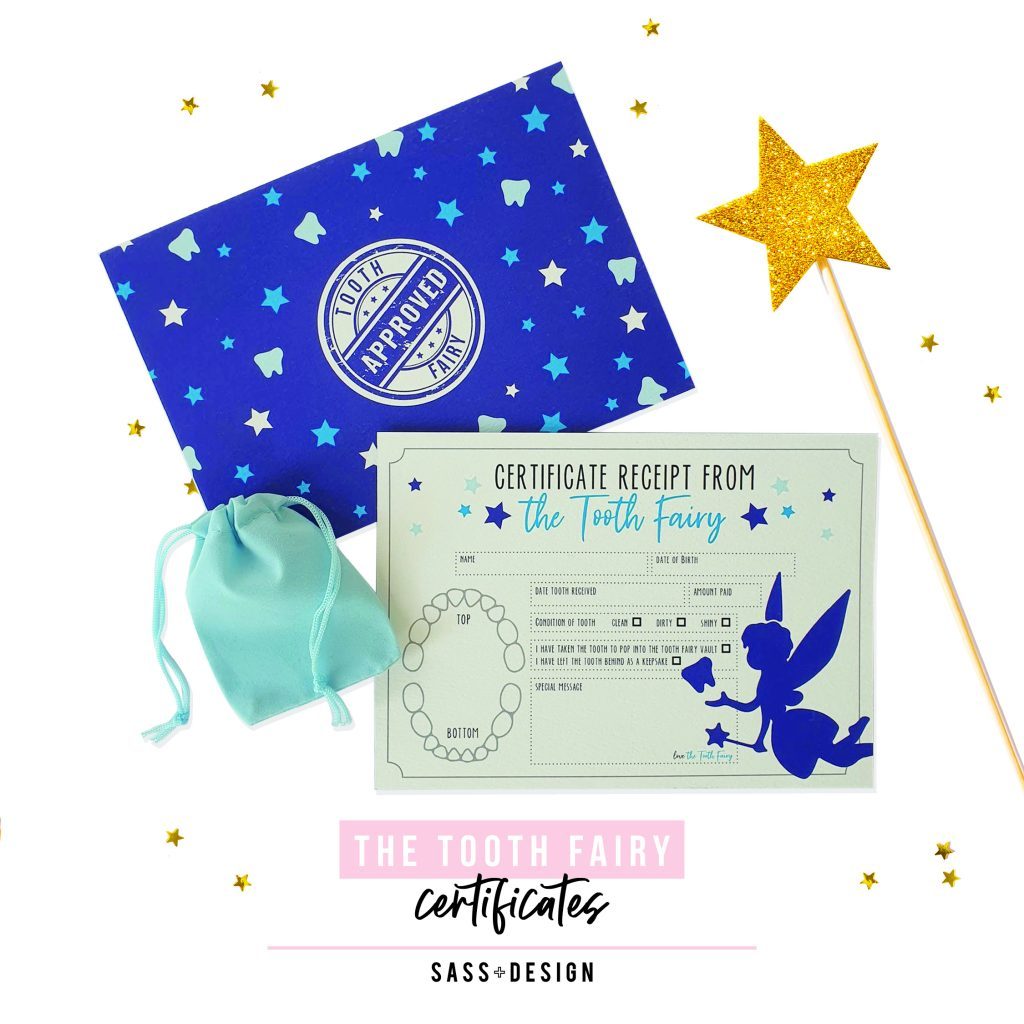 SASS AND DESIGN - BLUE TOOTH FAIRY CERTIFICATES