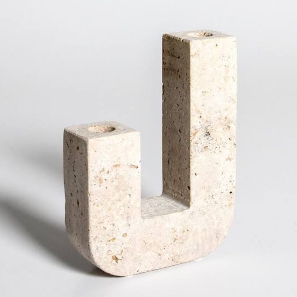 Staggered taper candlestand travertine