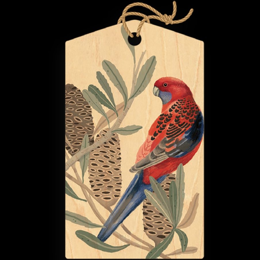Rosella With Banksia Wood Gift Tag