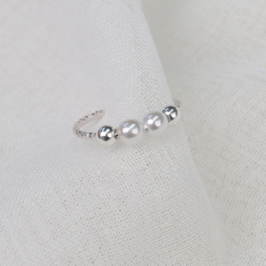 Bruny |Sterling Silver Pearl Adjustable Ring